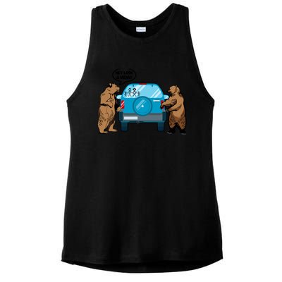 Hey Look Au Funny Camping Camper Hiking Bear Outdoor Ladies PosiCharge Tri-Blend Wicking Tank