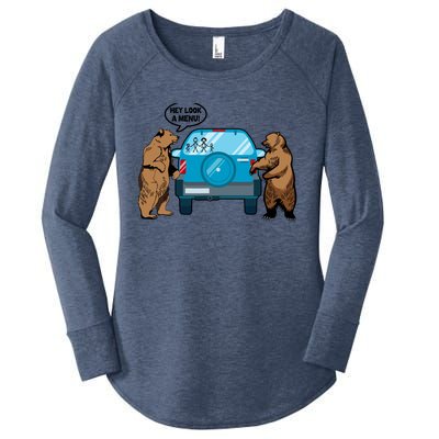 Hey Look Au Funny Camping Camper Hiking Bear Outdoor Women's Perfect Tri Tunic Long Sleeve Shirt