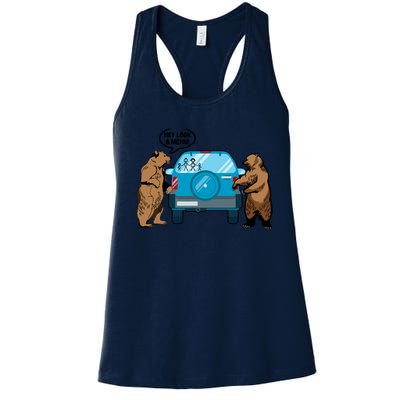 Hey Look Au Funny Camping Camper Hiking Bear Outdoor Women's Racerback Tank