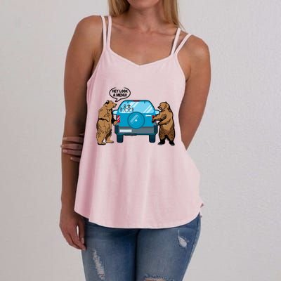 Hey Look Au Funny Camping Camper Hiking Bear Outdoor Women's Strappy Tank