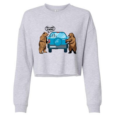 Hey Look Au Funny Camping Camper Hiking Bear Outdoor Cropped Pullover Crew