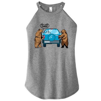 Hey Look Au Funny Camping Camper Hiking Bear Outdoor Women's Perfect Tri Rocker Tank