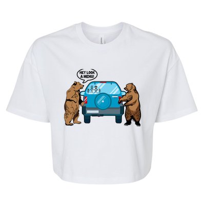 Hey Look Au Funny Camping Camper Hiking Bear Outdoor Bella+Canvas Jersey Crop Tee