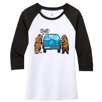 Hey Look Au Funny Camping Camper Hiking Bear Outdoor Women's Tri-Blend 3/4-Sleeve Raglan Shirt