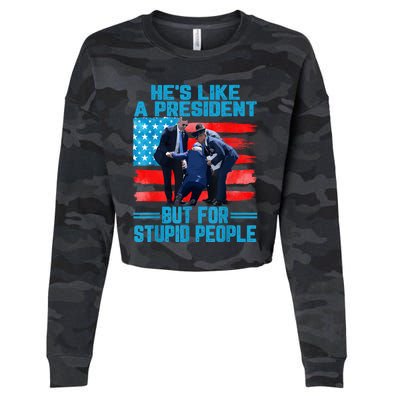 Hes Like A President But For Stupid People Biden Falling Cropped Pullover Crew