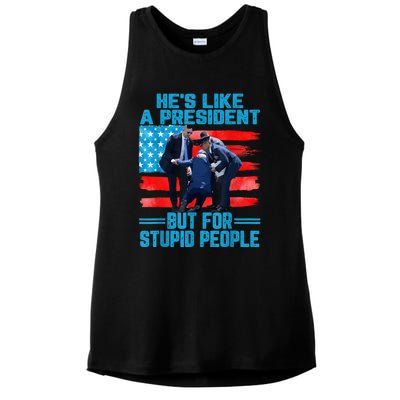 Hes Like A President But For Stupid People Biden Falling Ladies PosiCharge Tri-Blend Wicking Tank