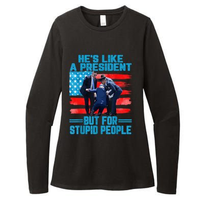 Hes Like A President But For Stupid People Biden Falling Womens CVC Long Sleeve Shirt