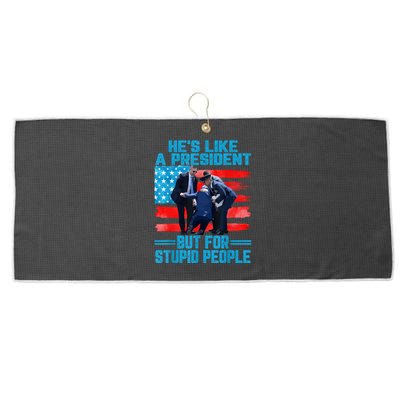 Hes Like A President But For Stupid People Biden Falling Large Microfiber Waffle Golf Towel