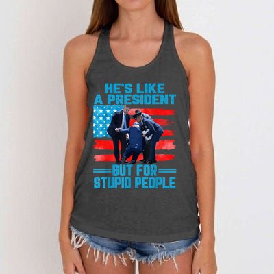 Hes Like A President But For Stupid People Biden Falling Women's Knotted Racerback Tank