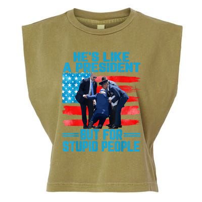 Hes Like A President But For Stupid People Biden Falling Garment-Dyed Women's Muscle Tee