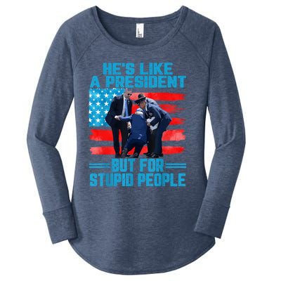 Hes Like A President But For Stupid People Biden Falling Women's Perfect Tri Tunic Long Sleeve Shirt