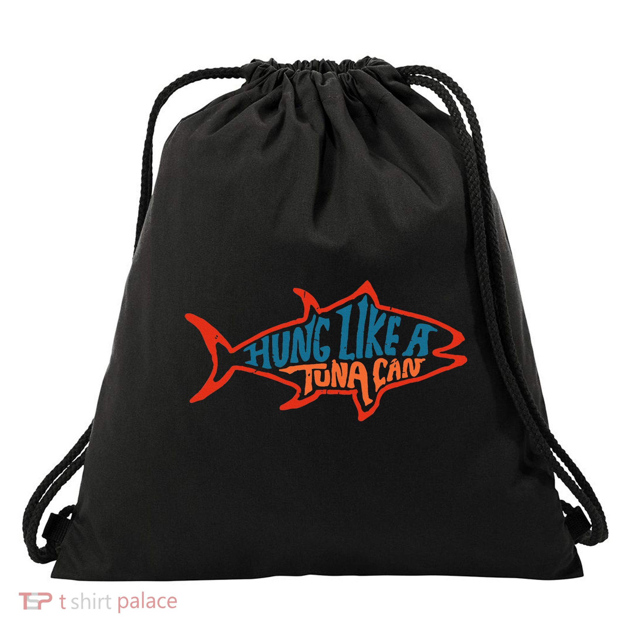 Hung Like A Tuna Can Funny Retro Drawstring Bag