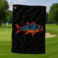 Hung Like A Tuna Can Funny Retro Golf Towel