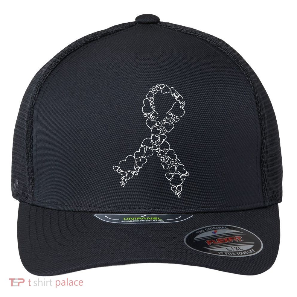 Heart Leukemia Awareness Month We Wear Orange Hope Support Flexfit Unipanel Trucker Cap