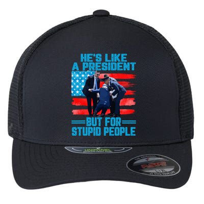 Hes Like A President But For Stupid People Biden Falling Flexfit Unipanel Trucker Cap