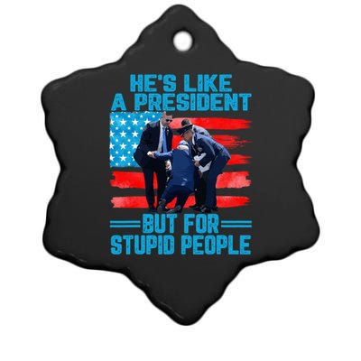 Hes Like A President But For Stupid People Biden Falling Ceramic Star Ornament