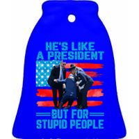 Hes Like A President But For Stupid People Biden Falling Ceramic Bell Ornament