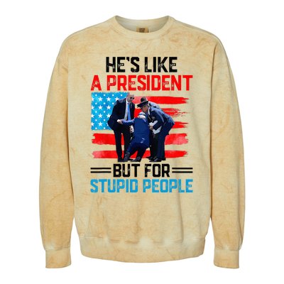 He's Like A President But For Stupid People Biden Falling Colorblast Crewneck Sweatshirt