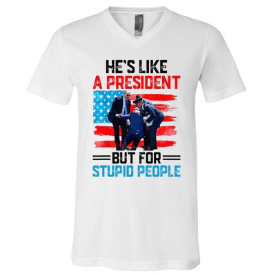 He's Like A President But For Stupid People Biden Falling V-Neck T-Shirt