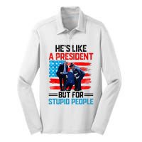 He's Like A President But For Stupid People Biden Falling Silk Touch Performance Long Sleeve Polo