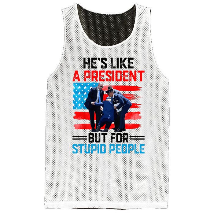 He's Like A President But For Stupid People Biden Falling Mesh Reversible Basketball Jersey Tank