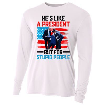 He's Like A President But For Stupid People Biden Falling Cooling Performance Long Sleeve Crew