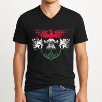 Hungary Lions And Eagle Symbol Hungarian Flag V-Neck T-Shirt