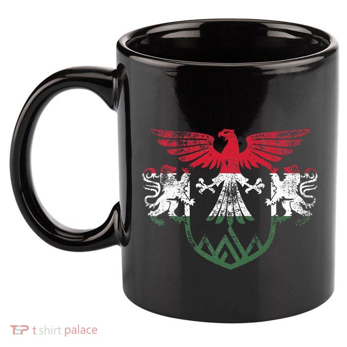 Hungary Lions And Eagle Symbol Hungarian Flag 11oz C Handle Ceramic Mug