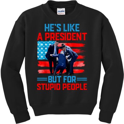 Hes Like A President But For Stupid People Biden Falling Kids Sweatshirt