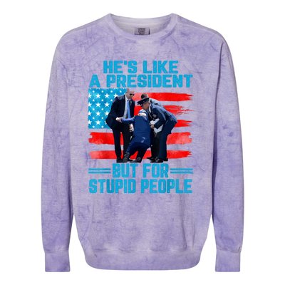 Hes Like A President But For Stupid People Biden Falling Colorblast Crewneck Sweatshirt