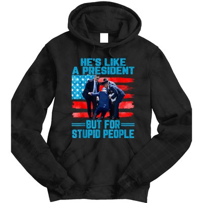 Hes Like A President But For Stupid People Biden Falling Tie Dye Hoodie