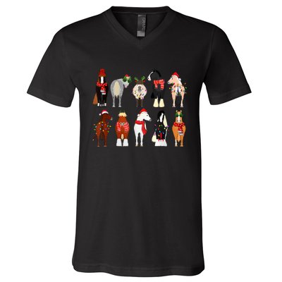 Horse Lover Animal Christmas Farm Animals Funny Horse Farmer V-Neck T-Shirt