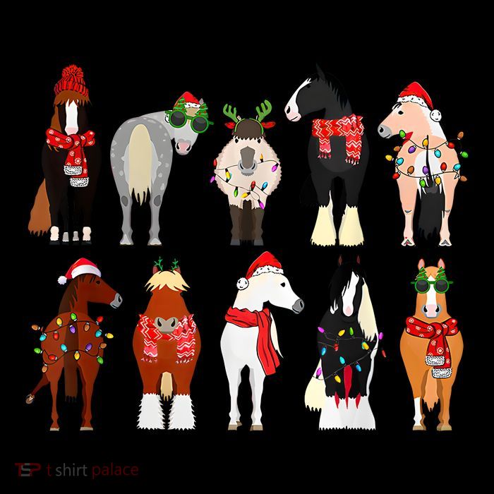 Horse Lover Animal Christmas Farm Animals Funny Horse Farmer Premium T-Shirt