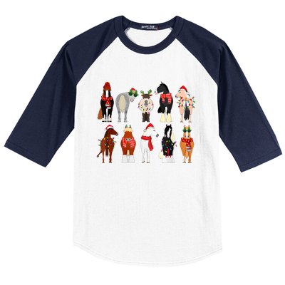 Horse Lover Animal Christmas Farm Animals Funny Horse Farmer Baseball Sleeve Shirt