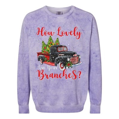 How Lovely Are Your Branches Car Xmas Red Truck Christmas Colorblast Crewneck Sweatshirt