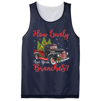 How Lovely Are Your Branches Car Xmas Red Truck Christmas Mesh Reversible Basketball Jersey Tank