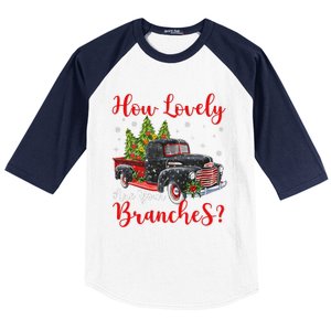 How Lovely Are Your Branches Car Xmas Red Truck Christmas Baseball Sleeve Shirt