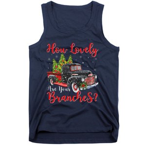 How Lovely Are Your Branches Car Xmas Red Truck Christmas Tank Top