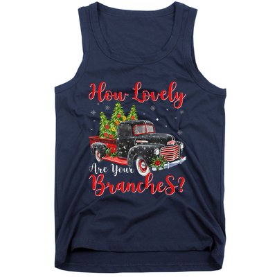 How Lovely Are Your Branches Car Xmas Red Truck Christmas Tank Top