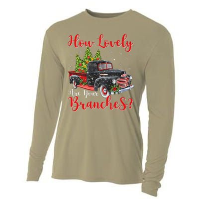 How Lovely Are Your Branches Car Xmas Red Truck Christmas Cooling Performance Long Sleeve Crew