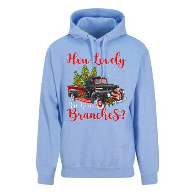 How Lovely Are Your Branches Car Xmas Red Truck Christmas Unisex Surf Hoodie