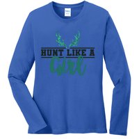 Hunt Like A Funny Deer Hunter Camo Print Hunting Lover Gift Ladies Long Sleeve Shirt