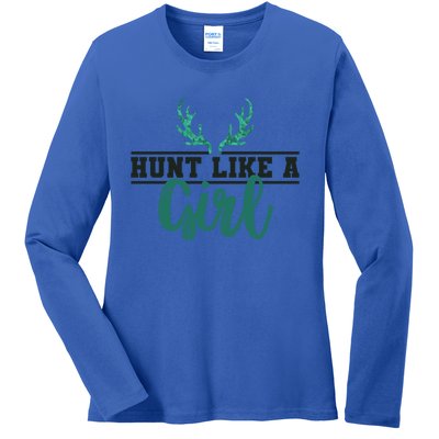 Hunt Like A Funny Deer Hunter Camo Print Hunting Lover Gift Ladies Long Sleeve Shirt