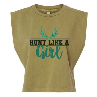 Hunt Like A Funny Deer Hunter Camo Print Hunting Lover Gift Garment-Dyed Women's Muscle Tee