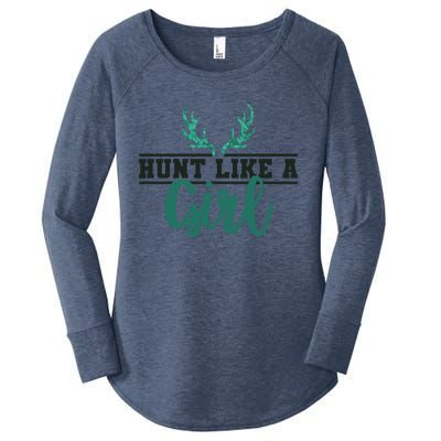 Hunt Like A Funny Deer Hunter Camo Print Hunting Lover Gift Women's Perfect Tri Tunic Long Sleeve Shirt