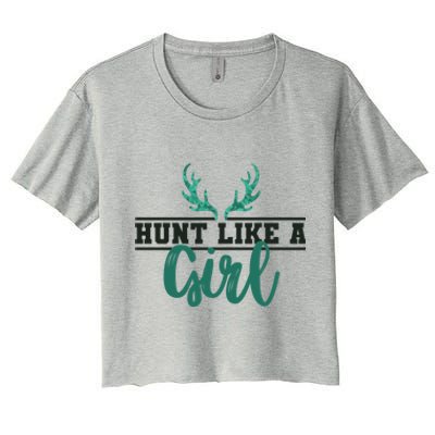 Hunt Like A Funny Deer Hunter Camo Print Hunting Lover Gift Women's Crop Top Tee