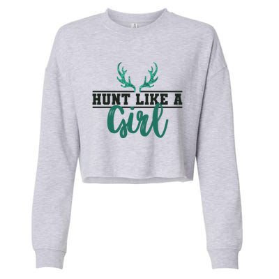 Hunt Like A Funny Deer Hunter Camo Print Hunting Lover Gift Cropped Pullover Crew