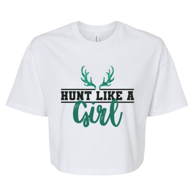 Hunt Like A Funny Deer Hunter Camo Print Hunting Lover Gift Bella+Canvas Jersey Crop Tee