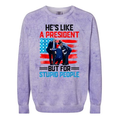 Hes Like A President But For Stupid People Biden Falling Colorblast Crewneck Sweatshirt