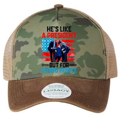 Hes Like A President But For Stupid People Biden Falling Legacy Tie Dye Trucker Hat